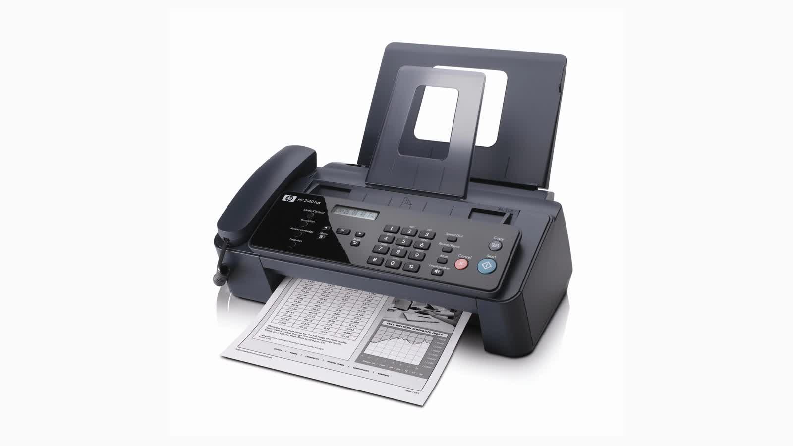 A fax machine at the counter