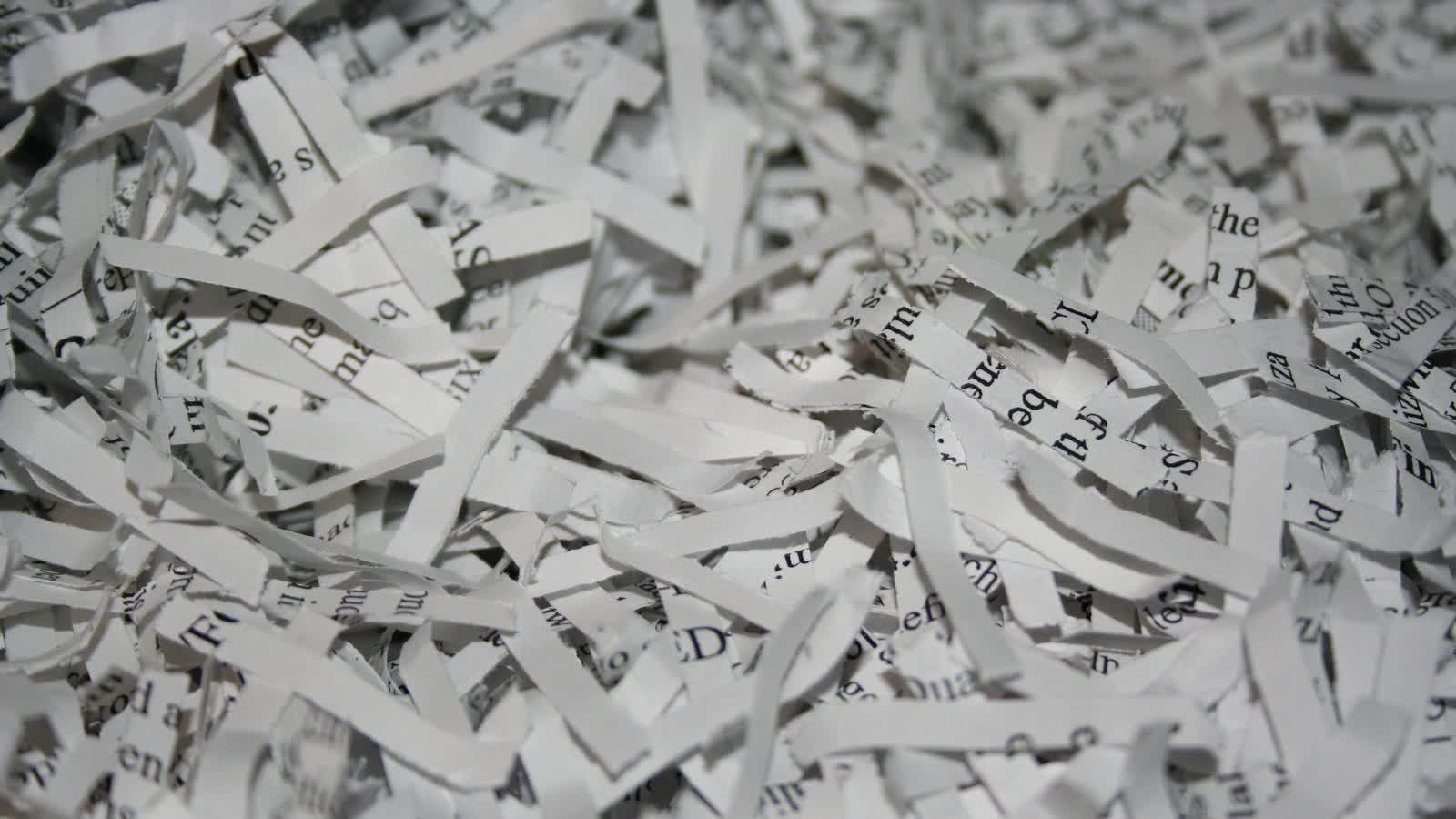A pile of shredded paper